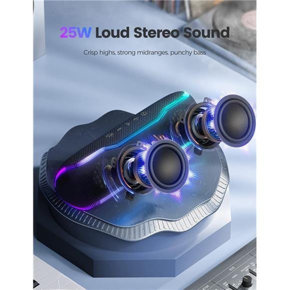 Portable BluetoothSpeaker,IPX7 WaterproofWireless Speaker with Colorful Flashing - Picture 2 of 6